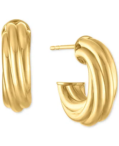 Macy's Twisted J-hoop Extra Small Huggie Hoop Earrings In 10k Gold, 0.25"