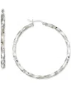 Macy's Twisted Satin Finished Round Hoop Earrings In 14k Gold Over Sterling Silver And Sterling Silver In Silver
