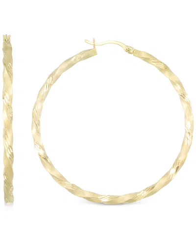 Macy's Twisted Satin Finished Round Hoop Earrings In 14k Gold Over Sterling Silver And Sterling Silver