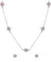 Macy's Two-pc. Set White Cultured Freshwater Pearl (6mm) Collar Necklace & Stud Earrings In 18k Gold-plated In Pink,silver