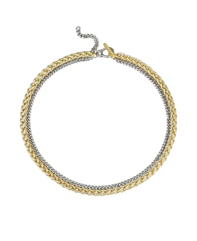 Macy's Two-tone Chain Textured 14k Gold Plate Necklace