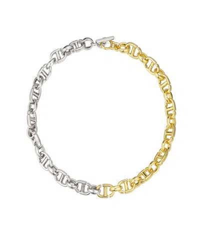 Macy's Two-tone Chain Textured 14k Gold Plate Necklace