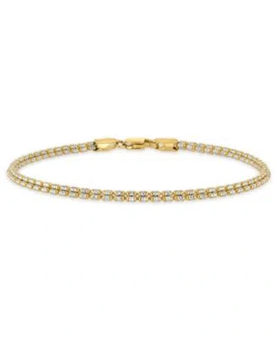 Macy's Macys Two Tone Ice Chain Bracelet In 10k Yellow Gold