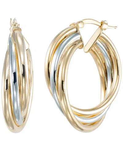 Macy's Two-tone Interlocking Hoop Earrings In Multi
