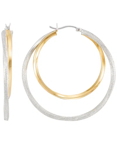 Macy's Two-tone Twisted Double Hoop Earrings In Gold