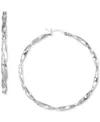 Macy's Two-tone Twisted Hoop Earrings (45mm) In 14k Yellow And White Gold- Plated Sterling Silver (also In In Silver