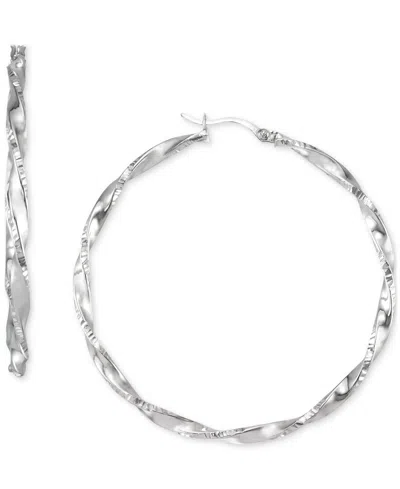Macy's Two-tone Twisted Hoop Earrings (45mm) In 14k Yellow And White Gold- Plated Sterling Silver (also In