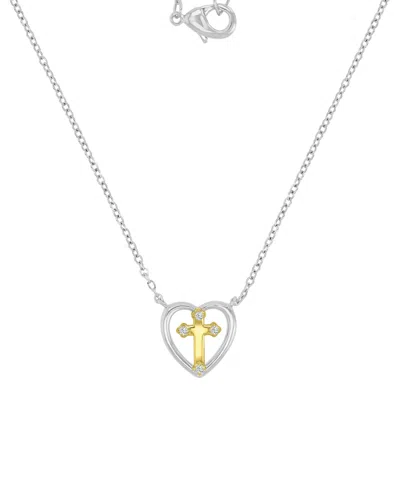 Macy's Two-tone Heart Cross Pendant Necklace