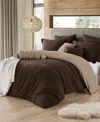 Macy's Ultra Soft Reversible Crinkle Duvet Cover Set In Chocolate,tan