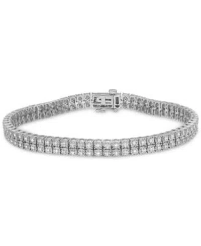 Macy's Unisex Diamond Double Row Tennis Bracelets 1 Ct. T.w. In Sterling Silver