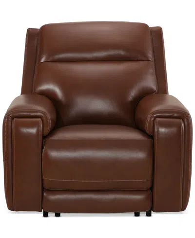 Macy's Varsani 40" Zero Gravity Leather Recliner, Created For  In Brown