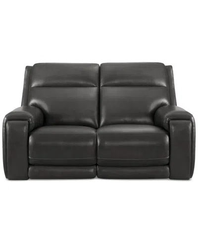 Macy's Varsani 67" Zero Gravity Leather Loveseat, Created For  In Black