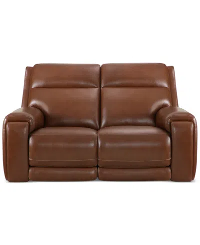 Macy's Varsani 67" Zero Gravity Leather Loveseat, Created For  In Chestnut