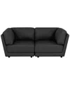 Macy's Versa 2-pc. Leather Sofa In Black