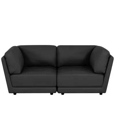 Macy's Versa 2-pc. Leather Sofa In Black