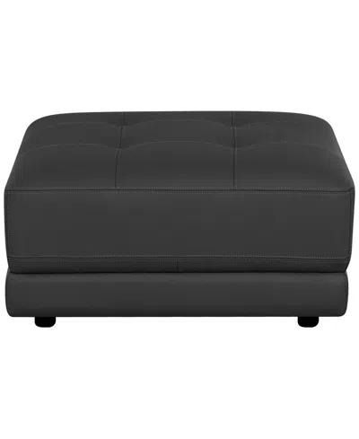 Macy's Versa 33" Leather Square Ottoman In Black