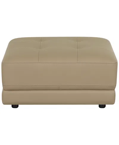 Macy's Versa 33" Leather Square Ottoman In Brown