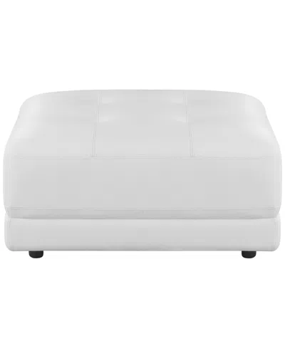 Macy's Versa 33" Leather Square Ottoman In White
