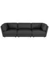 Macy's Versa 3-pc. Leather Sofa In Black