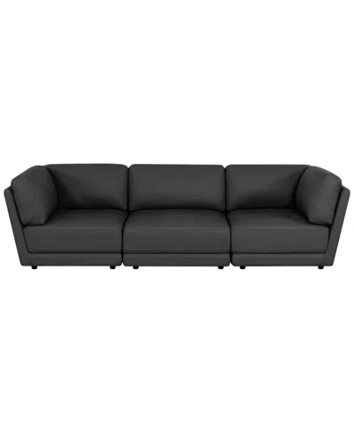 Macy's Versa 3-pc. Leather Sofa In Black