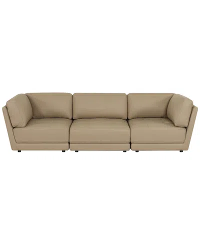 Macy's Versa 3-pc. Leather Sofa In Brown