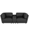 Macy's Versa 3-piece Leather Console Sofa In Black