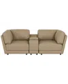 Macy's Versa 3-piece Leather Console Sofa In Brown