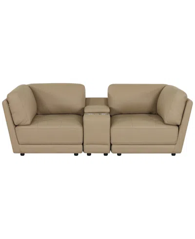 Macy's Versa 3-piece Leather Console Sofa In Brown