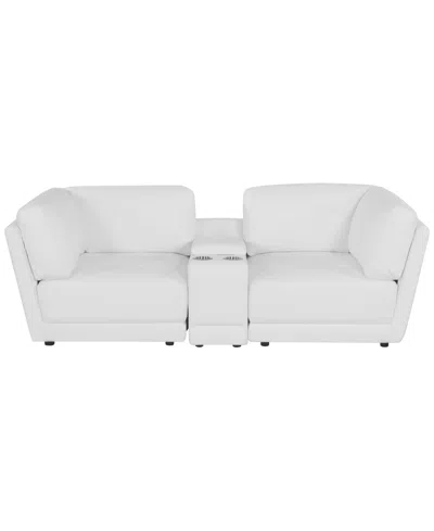 Macy's Versa 3-piece Leather Console Sofa In White