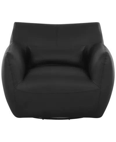 Macy's Versa 41" Leather Swivel Chair In Black