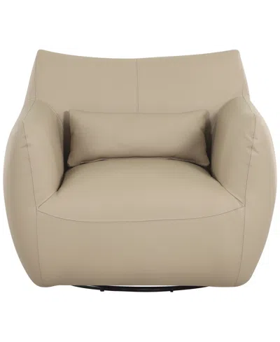 Macy's Versa 41" Leather Swivel Chair In Brown