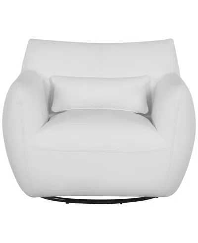 Macy's Versa 41" Leather Swivel Chair In Gray