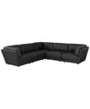 Macy's Versa 5-pc. L-shape Leather Sectional In Black