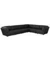 Macy's Versa 6-pc. L-shape Leather Sectional In Black