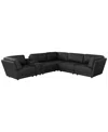 Macy's Versa 6-pc. L-shape Leather Sectional With Console In Black