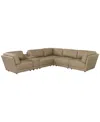 Macy's Versa 6-pc. L-shape Leather Sectional With Console In Brown