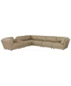 Macy's Versa 7-pc. L-shape Leather Sectional With Console In Brown