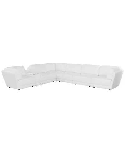 Macy's Versa 7-pc. L-shape Leather Sectional With Console In White