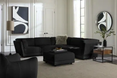 Macy's Versa Leather Sectional Collection In Black