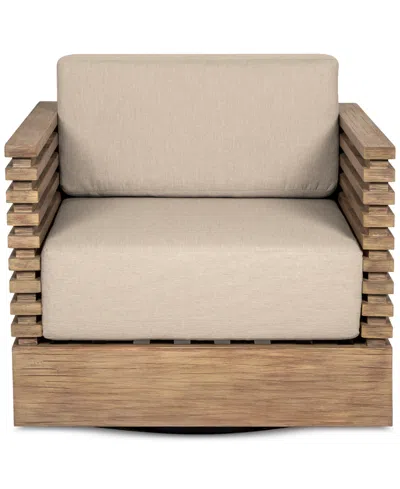 Macy's Vivid Outdoor Swivel Club Chair In Light Brown
