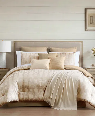 Macy's Wade Geometric 14-pc. Comforter Set, Queen In Neutral