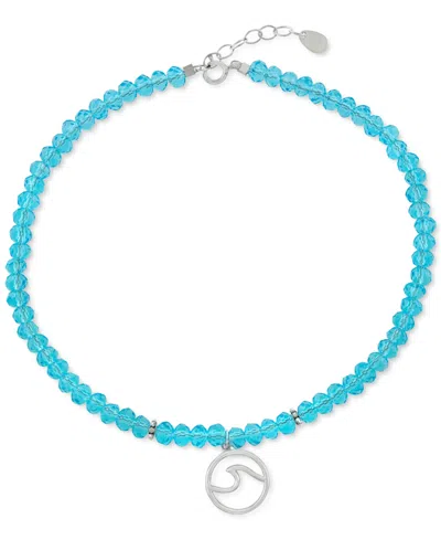 Macy's Wave Charm Color Crystal Beaded Ankle Bracelet In Sterling Silver