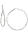 Macy's Wavy Round Hoop Earrings In 14k Gold Over Sterling Silver, 2-3/8" (also In Sterling Silver) In Silver
