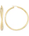 Macy's Wavy Round Hoop Earrings In 14k Gold Over Sterling Silver, 2-3/8" (also In Sterling Silver) In Gold Over Silver