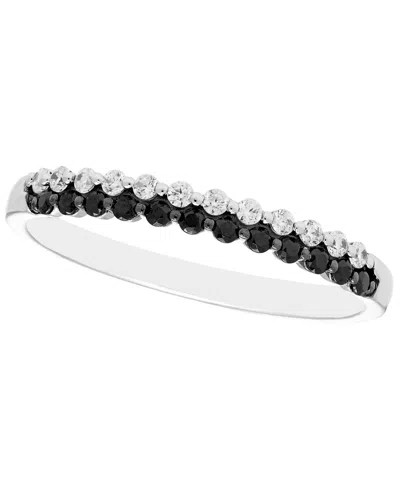 Macy's White & Black Diamond Band Ring (1/4 Ct. T.w.) In 14k White Gold