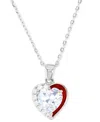 Macy's White Cubic Zirconia & Enamel Heart 18" Pendant Necklace (also In Pink Cubic Zirconia) In Silver