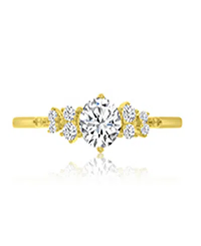 Macy's White Cubic Zirconia Ring In 14k Yellow Gold Over Sterling Silver In Pink