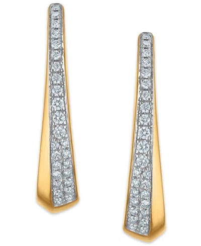 Macy's White Diamond C Hoop Earrings (0.40 Ct. T.w.) In 14k Yellow Gold
