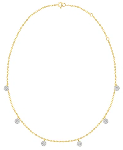 Macy's White Diamond Necklace (1/4 Ct. T.w.) In 14k Gold Plating With Sterling Silver