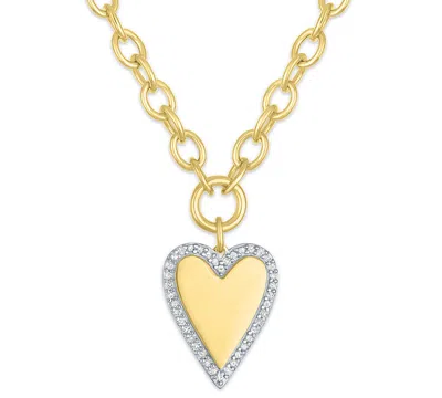 Macy's White Diamond Pendant Necklace (1/4 Ct. T.w.) In 14k Yellow Gold Over Sterling Silver In Black